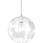 Relaxdays - lampe � suspension abat - jour boule globe monde m�tal luminaire plafond � 30 cm, blanc