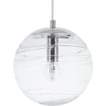 Lampe suspension type boule en verre dor transparent motif rainures e14 max. 40w pour clairage lgant ...