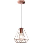 Lampe suspension cage forme diamant contemporain lustre abat - jour or rose pour salon cuisine salle ...