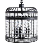 Lampe suspension cage � oiseaux en acier noir orn� de cristaux e14 40w a + + design glamour et urbain ...