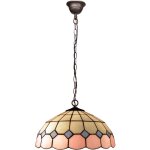 Lampe � suspension avec cha�ne et abat - jour tiffany diam�tre 40 cm s�rie rose