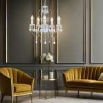 Lampe � suspension lampe en cristal blanc lustre lampe de salon plafonnier lampe suspendue, 5 lampes ...