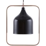 Lampe suspension design industrielle en m�tal cuivr� et plastique noir forme originale e27 max. 40w pour ...