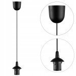 Lampe � suspension e27, noir mat, suspendue pour abat - jour