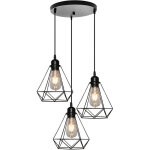 Lampes � suspension industrielles suspension luminaire antiques � 3 lumi�res e27 lustre r�tro en m�tal ...