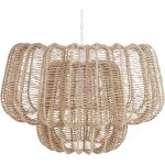 Lampe � suspension japandi en corde de papier avec abat - jour beige saisi