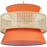 Lampe à suspension lumière douce abat - jour en coton rotin naturel et corail luyano Lampe à suspension lumière douce abat - jour en coton rotin naturel et corail luyano