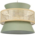Beliani - lampe  suspension lumire douce abat - jour en coton rotin naturel et vert luyano