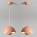Lampe  suspension moderne e27 luminaire plafonnier mtal suspension lustre en forme de fleur 2pcs rose ...