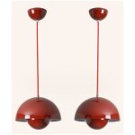 Lampe  suspension moderne e27 luminaire plafonnier mtal suspension lustre en forme de fleur 2pcs rouge ...