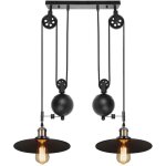 Lampe  suspension  poulie rtractable industrielle noir luminaire suspendu plafonnier design vintage ...