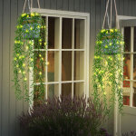 Lampe � suspension solaire d'ext�rieur lampe � panneau solaire solaire, corde de chanvre de plante artificiell ...