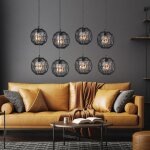 Lampe � suspension, lampe de table � manger, lampe de salon noire, 8 ampoules