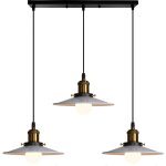 Lampe suspension vintage blanc et noir , lustre plafonniers ( e27 edison 3 t�tes ) style retro industrielle ...