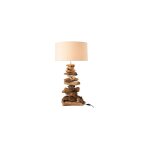 Lana deco - lampe de table 45x45x63, 5 cm en bois flott et coton beige