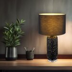 Lampe de table lampe d'appoint lampe de chevet c�ramique textile noir chrome h 71 cm