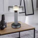 Lampe de table, lampe d'appoint, lampe de chevet led, lampe de chambre, aluminium gris h 31cm