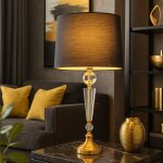 Lampe de table lampe d'appoint lampe de chevet textile laiton cristaux h 66 cm