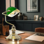 Lampe de table lampe de banquier en mtal avec abat - jour lampe de chevet lampe de table verte, abat ...