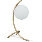 Lampe de table boule, recourb�e, en m�tal et verre, e27, de chambre � coucher, salon, de chevet, dor�e ...