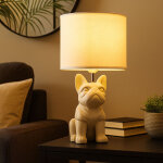 Lampe de table bouledogue chien lampe de table c�ramique lampe de chevet sable lampe de salon, textile, ...
