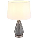 Lampe de table led lampe d'appoint aspect marbre lampe de salle � manger abat - jour textile blanc, m�tal ...