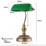 Lampe de table et de bureau style banquier vintage r�tro avec abat - jour verre vert et laiton pour ampoule ...