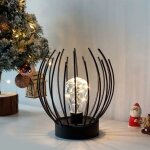 Lampe de table � cage en m�tal lampe sans fil � piles avec ampoule led de style edison id�al pour les ...