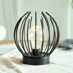 Lampe de table à cage en métal lampe sans fil à pôles avec ampoule led de style edison idéal pour les ... Lampe de table à cage en métal lampe sans fil à pôles avec ampoule led de style edison idéal pour les ...