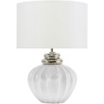 Beliani - lampe de table  poser en cramique blanche et argente et abat - jour en toile de lin e27 ...