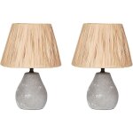 Beliani - lampes de table en cramique grise et papier abat - jour conique 31 cm de chevet lot de 2 arwadito ...
