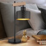 Lampe de table lampe de chevet aspect bois noir or lampe de salon 31cm
