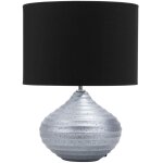 Lampe de table chevet en cramique argente avec abat - jour noir e27 max 60w design lgant et tendance ...