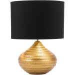 Lampe de table chevet en cramique dore avec abat - jour noir e27 max 60w design lgant et tendance ...