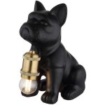 Lampe de table lampe de chevet lampe chien c�ramique m�tal noir mat h 24 cm