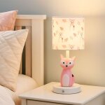 Lampe de table lampe de chevet pour enfants renard rose lampe de table led, variateur tactile, changement ...