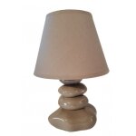 Lampe de table / chevet galets et abat jour taupe