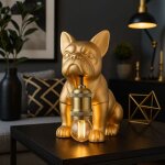 Lampe de table lampe de chevet interrupteur lampe chien c�ramique m�tal dor� h24cm