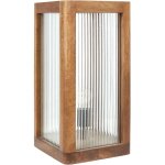 Beliani - lampe de table chevet rectangulaire et abat - jour fait main en bois de manguier clair kolidam ...