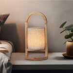 Lampe de table lampe de table lampe de chevet avec variateur tactile lampe de salon, textile bois beige, ...