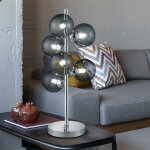 Lampe de table chrome, lampe d'appoint, lampe de bureau moderne, design, 6 flammes, abat - jour en verre, ... Lampe de table chrome, lampe d'appoint, lampe de bureau moderne, design, 6 flammes, abat - jour en verre, ...