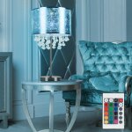 Lampe de table lampe en cristal lampe de lecture lampe de chambre, dcor cristal abat - jour clair feuille ...