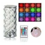 Lampe de table en cristal avec commande tactile et t�l�commande, 16 couleurs, chargement usb, lumi�res ...