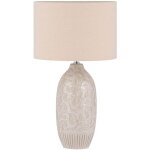 Lampe de table � poser d�co avec pied en c�ramique beige et abat - jour classique en tissu e27 max 40w ...