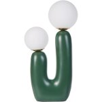 Lampe de table d�corative style r�tro 2 abat - jours globe en verre et base en u r�sine vert tulun