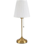 Lampe de table �l�gante en laiton avec abat - jour pliss� blanc