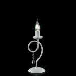 Lampe de table en fer blanc une lumi�re shabby d�coration strass 13x h32 cm