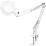 Lampe de table flexible � pince, avec loupe 8x, bras oscillant � intensit� variable, lampe de bureau, ...