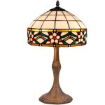 Fijalo - lampe de table en forme de tr�fle et abat - jour tiffany diam�tre 20cm s�rie rosy