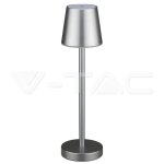 V - tac - lampe de table led rechargeable 3 w, grise, intensit variable tactile, blanc naturel